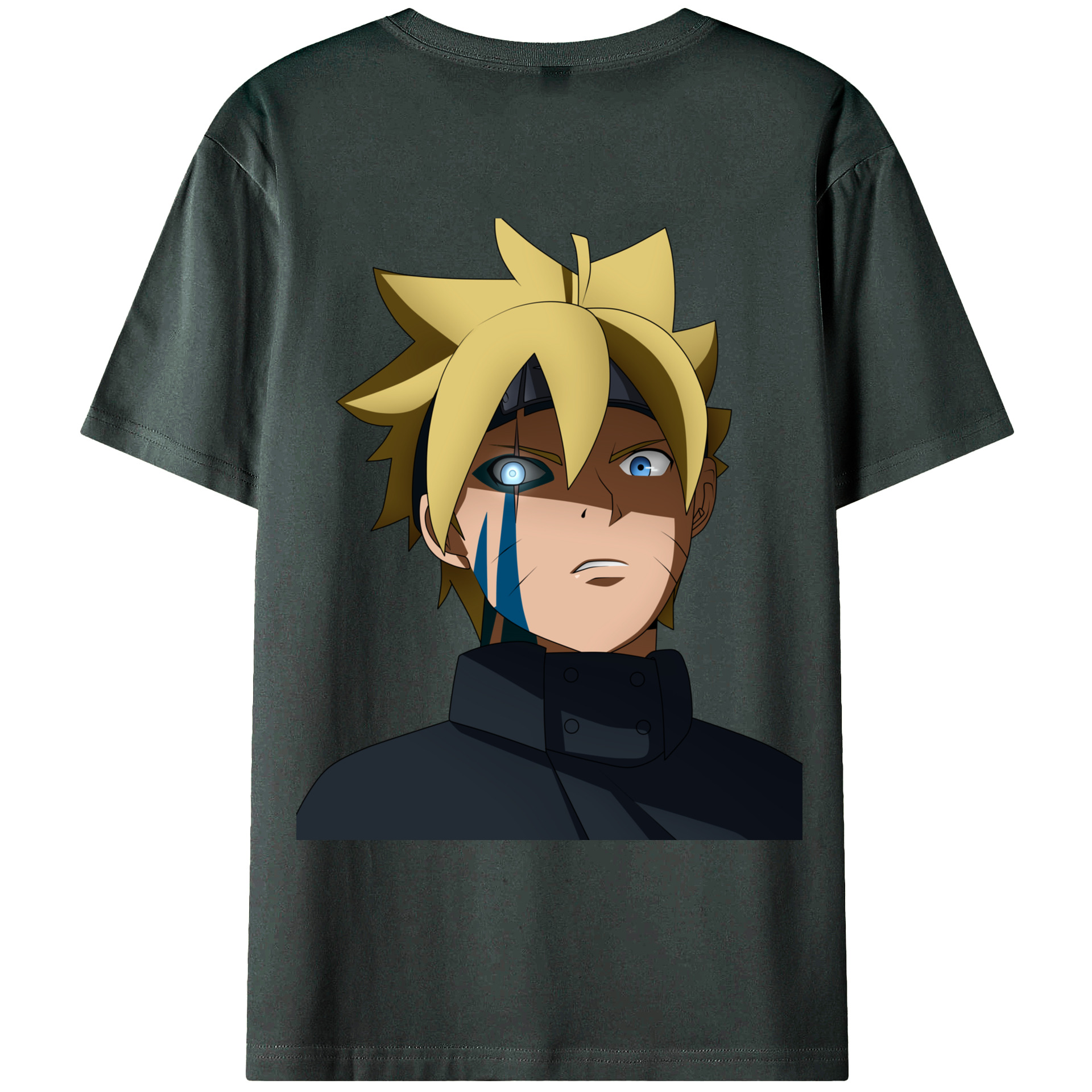 （画像用） NARUTO -ナルト- うずまき ボルト Uzumaki Boruto 綿100％ メンズ半袖Tシャツ（バックプリント） 通気性